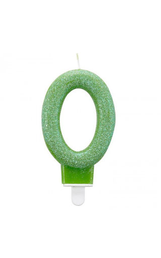 Picture of CANDLE GLITTER NUMBER 0 GREEN - 7.6CM